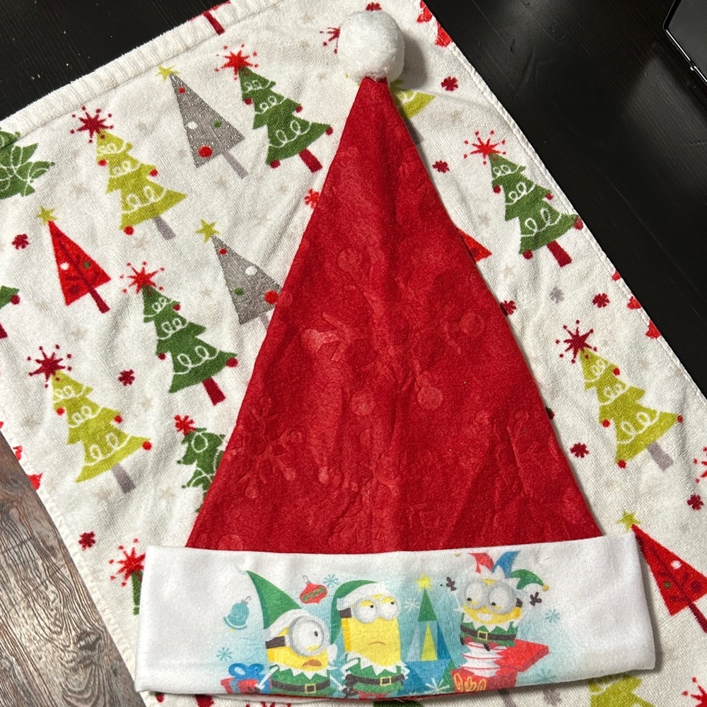 Kids Red Santa Hat with Minion Design